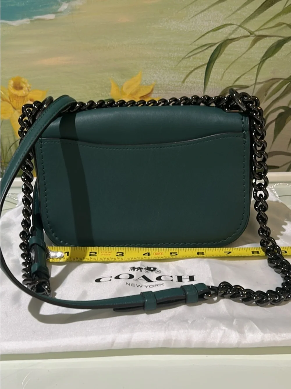 Coach Swagger 20 Dark Turquoise Leather Crossbody/Shoulder Gunmetal Chain